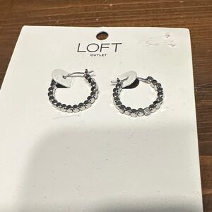 LOFT Silver Beaded Mini Hoop Earrings